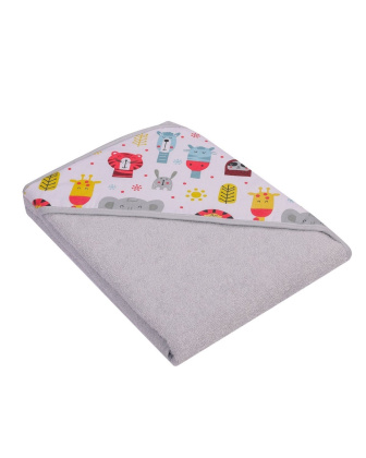 Detská osuška s kapucňou termofrote - sivá 100x100 cm