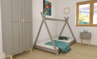 Posteľ teepee 160/80 cm - SIVÁ + rošt ZADARMO