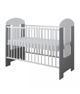 Postieľka 120/60 cm Gloria - biela/ sivá  Hviezdičky