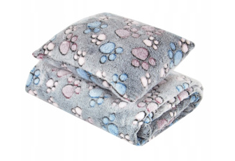 Deka + vankúšik L - sivá packy