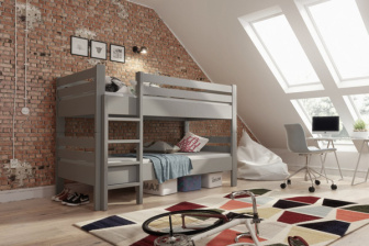 Poschodová posteľ Vojtěch 3v1 80/200 cm - ŠEDÁ + rošty ZADARMO