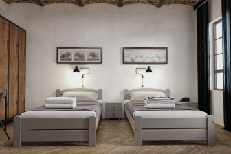 Posteľ Magda z masívu smrk 180x200 (2x90/200 cm) - ŠEDÁ + rošt ZADARMO