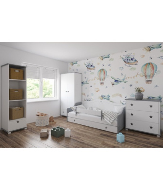 Posteľ  Fiona 90/200 cm - sivá/ biela so šuplíkom