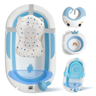 Detská vanička PupyHou + príslušenstvo 7 dielov - modrá
