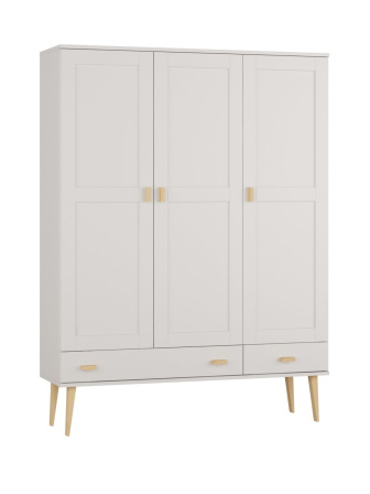 Šatníková skriňa z masívu borovice Nord II biela 135/204/60 cm