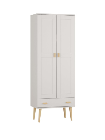 Šatníková skriňa z masívu borovice Nord II biela 79/204/60 cm