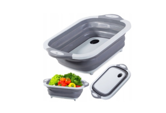 Skladacia silikónová miska s výpustom 2v1