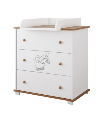 Prebaľovacia komoda Gloria - biela/ olcha Slon
