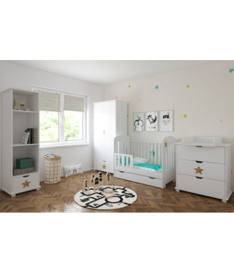 Postieľka 120/60 cm Star so zásuvkou - biela - 2v1