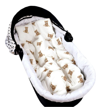 Vankúšik + deka do kočíka mušelín výplňou - medvedíci