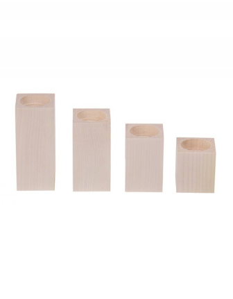 Drevený svietnik - sada 4 kusov