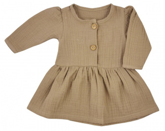 Dojčenské mušelínové šatôčky - tmavo béžové