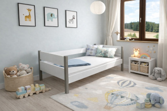 Detská posteľ Tina - BIELA / SIVÁ 180 x 80 cm + rošt ZADARMO