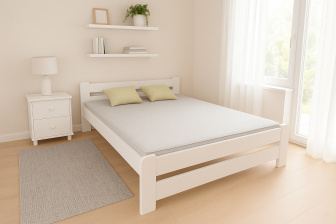 Posteľ zvýšená z masívu Halina 160x200 cm biela + rošt ZADARMO