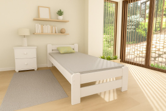 Posteľ zvýšená z masívu Halina 80x200 cm biela + rošt ZADARMO