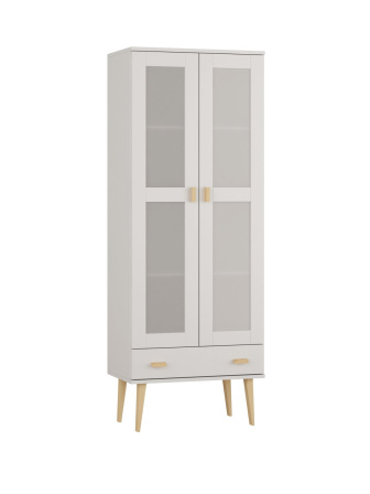 Skriňa z masívu borovice Nord 1S biela 89/204/42 cm