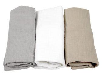 Mušelínové prestieradlo do kočíka / súprava 3 ks - béžová