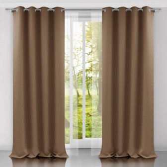 Záves 140/250 cm zatemňujúci s oky- kakao