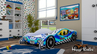 Postel zenit AUTO modré 190/80 cm + matrace ZADARMO